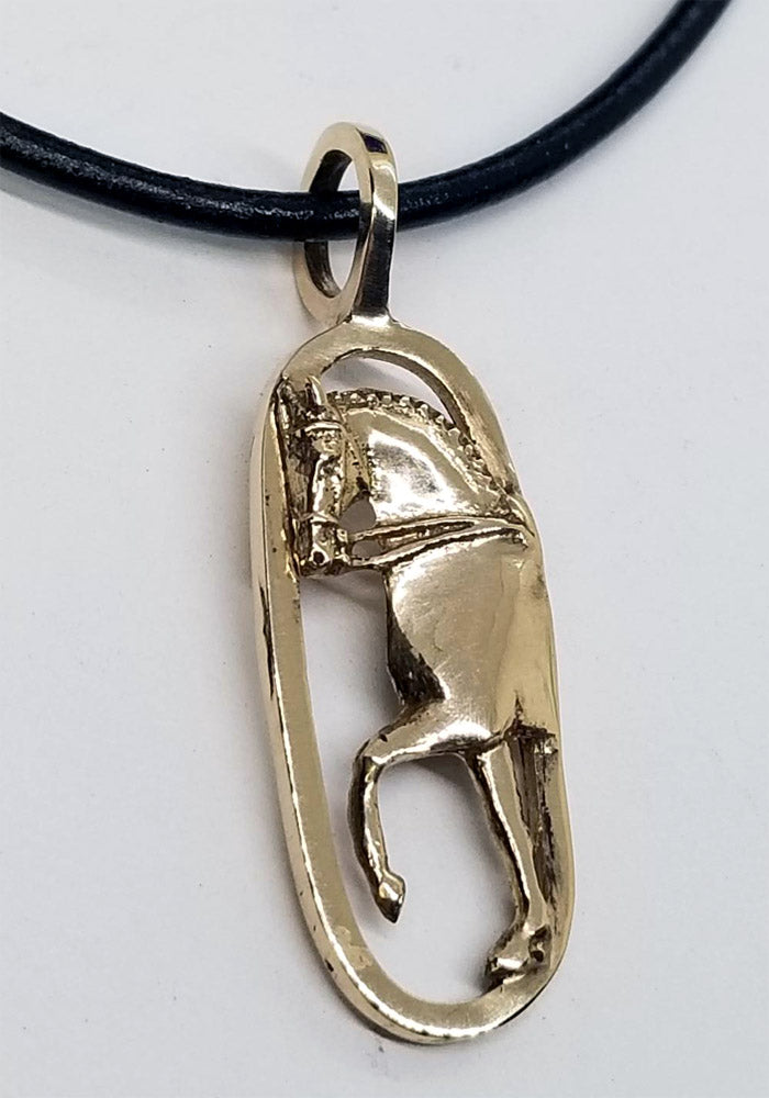 Dressage Horse Trot on Oval Large Pendant