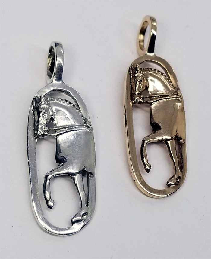 Dressage Horse Trot on Oval Large Pendant