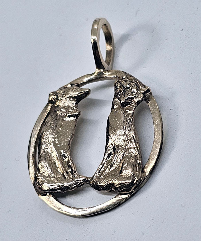 Fox Love on Circle Pendant