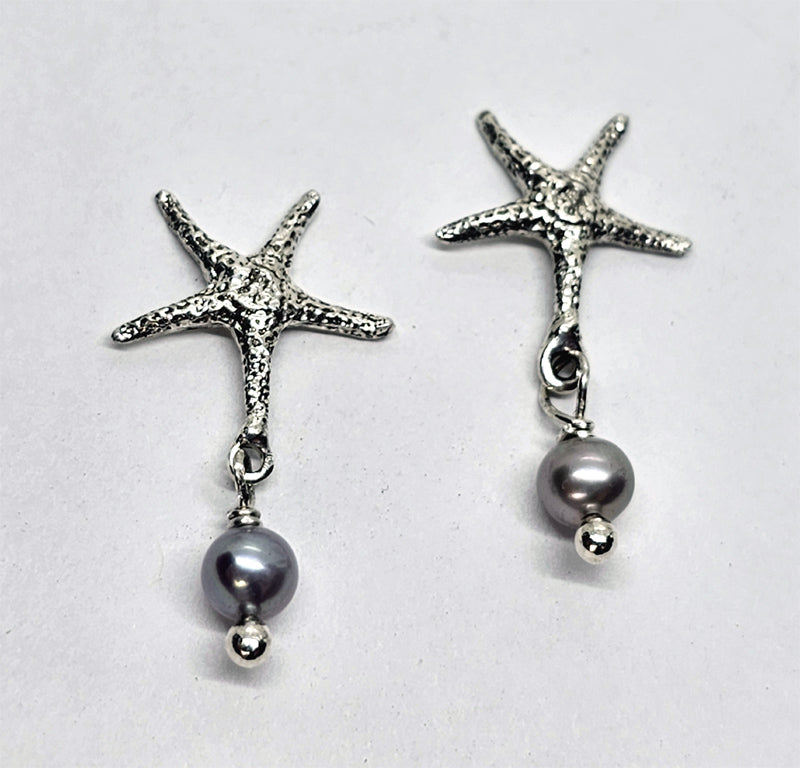 Star Fish with Pearl Drop Stud Earring