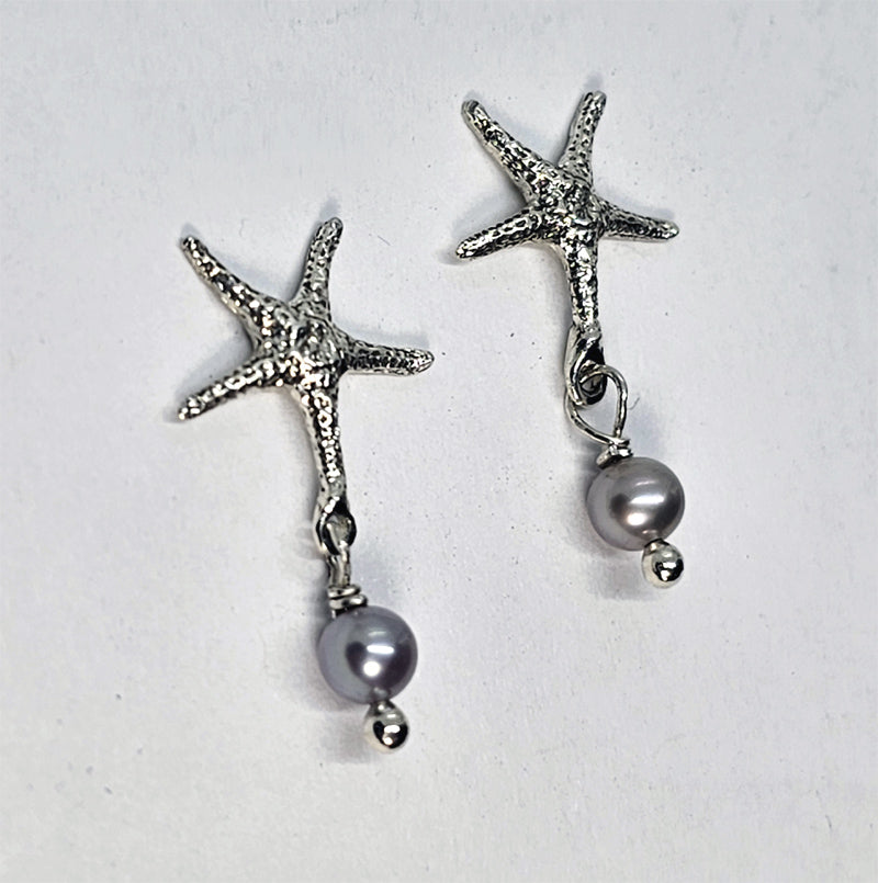 Star Fish with Pearl Drop Stud Earring