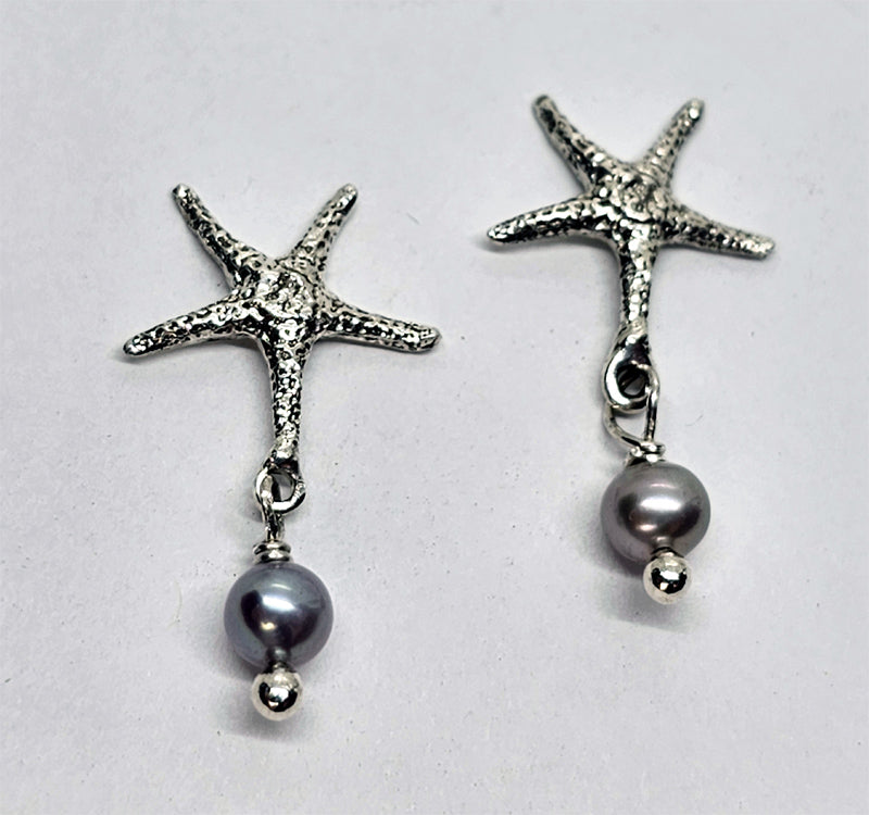 Star Fish with Pearl Drop Stud Earring