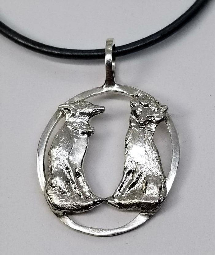 Fox Love on Circle Pendant