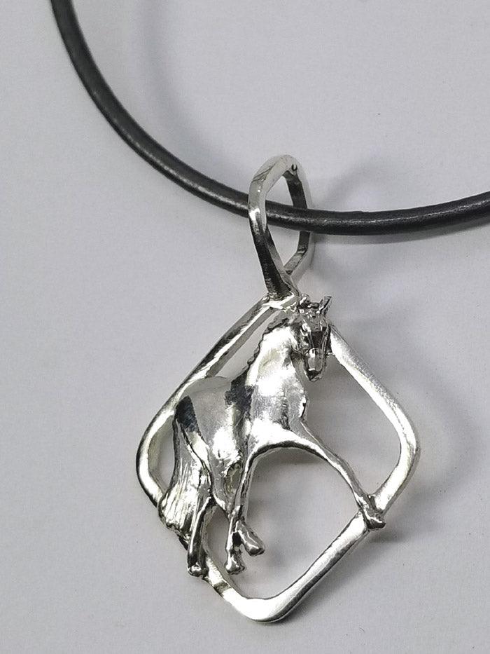 Half Pass Horse on Squared Pendant - Tempi Design Studio