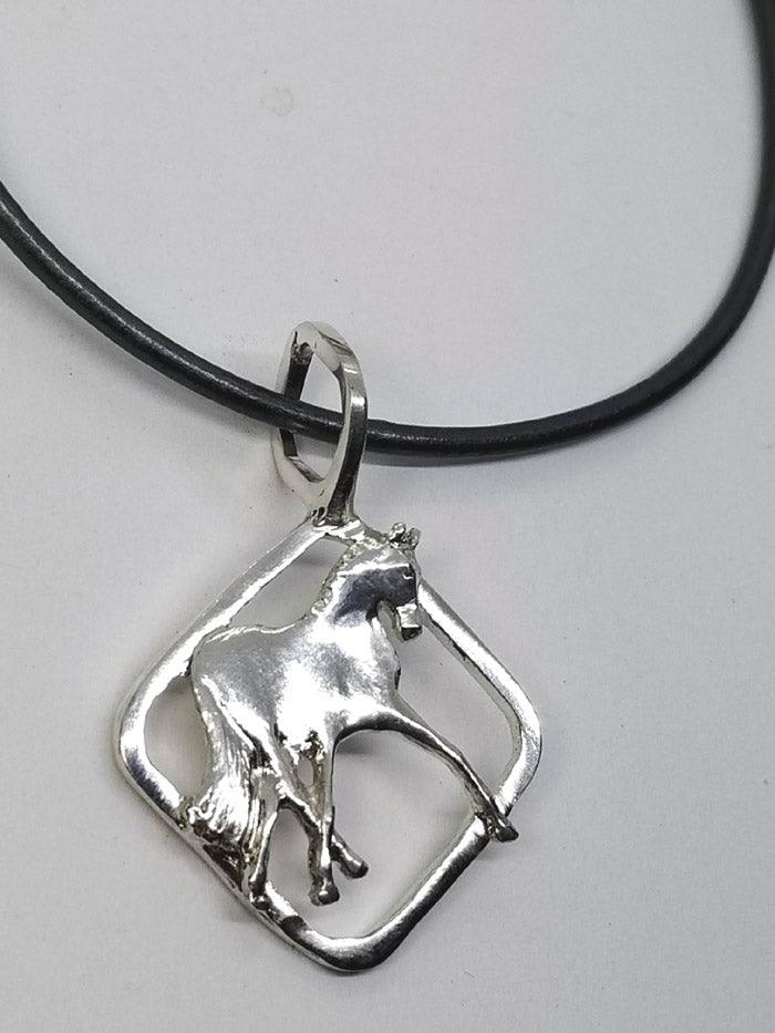 Half Pass Horse on Squared Pendant - Tempi Design Studio