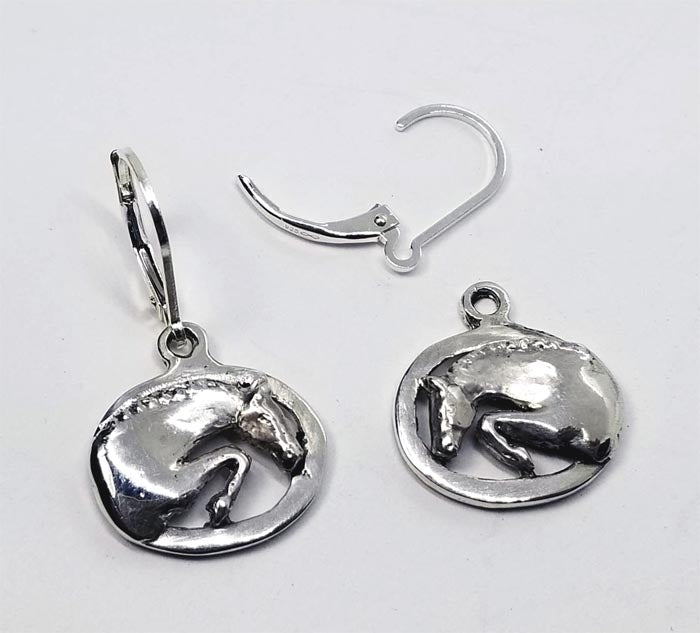 Jumper Horse Profile on Oval Lever Back Earring