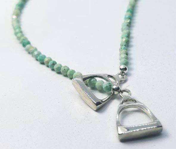 Double Stirrup Necklace with Turquoise Beads