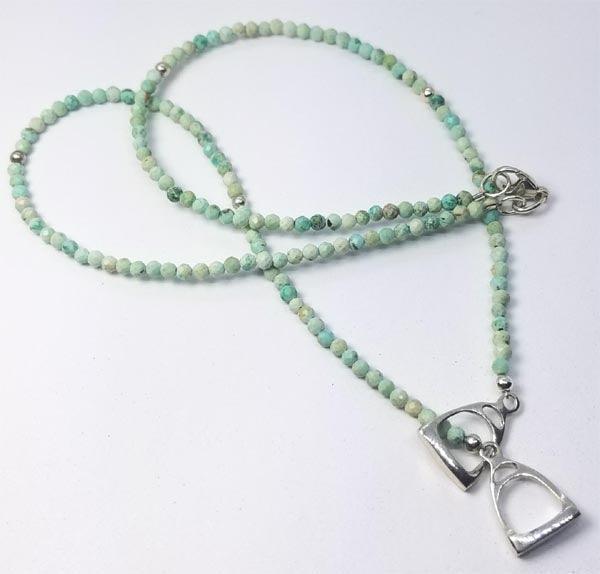 Double Stirrup Necklace with Turquoise Beads - Tempi Design Studio