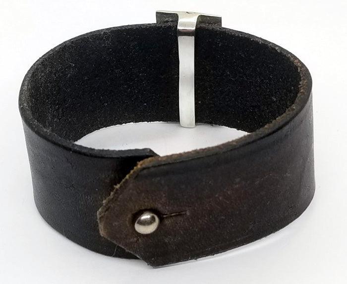 Dressage Horse and Arena Slide on Leather Cuff Bracelet - Tempi Design Studio