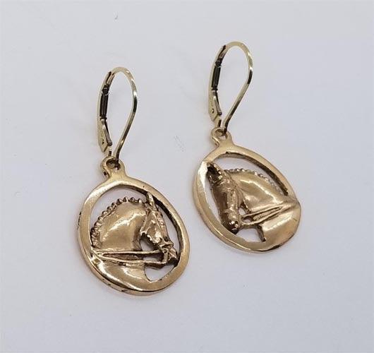 Dressage Horse Head in a  Circle Lever Back Earring