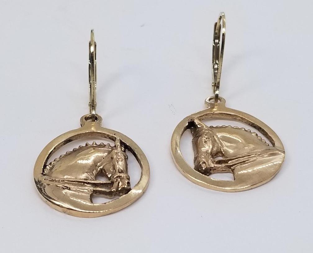 Dressage Horse Head in a  Circle Lever Back Earring - Tempi Design Studio