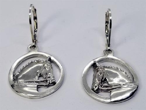 Dressage Horse Head in a  Circle Lever Back Earring - Tempi Design Studio