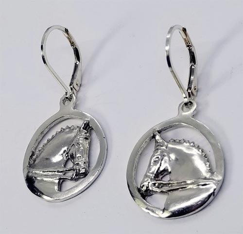 Dressage Horse Head in a  Circle Lever Back Earring - Tempi Design Studio