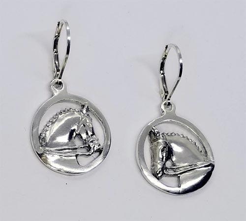 Dressage Horse Head in a  Circle Lever Back Earring - Tempi Design Studio