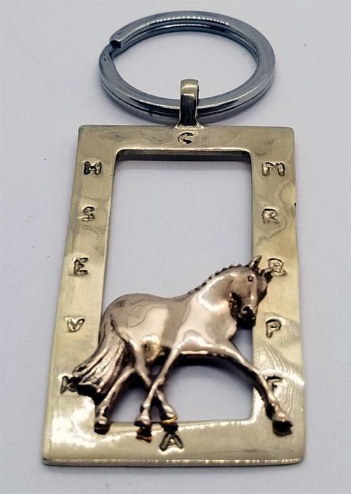 Dressage Horse in Half Pass and Arena Key Fob - Tempi Design Studio