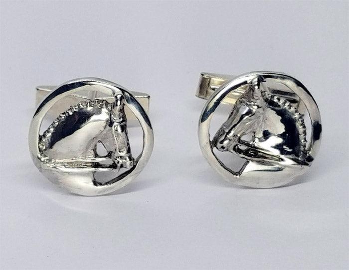 Dressage Horse on a Circle Cuff Links