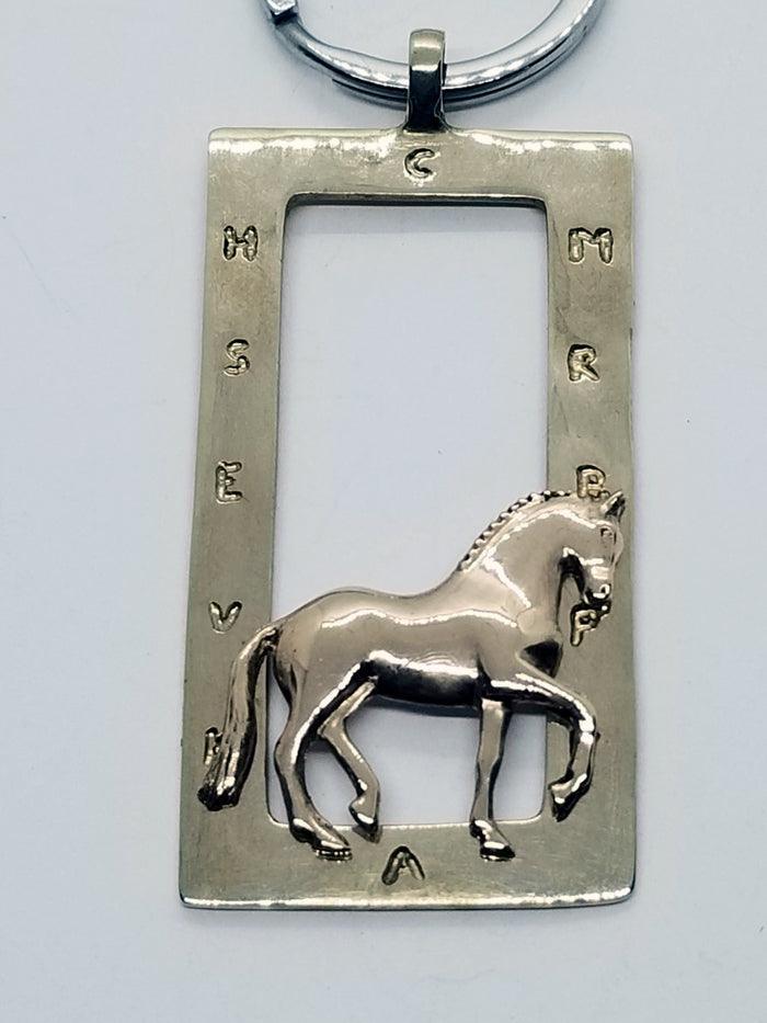 Dressage Horse Piaffe and Arena Key Fob