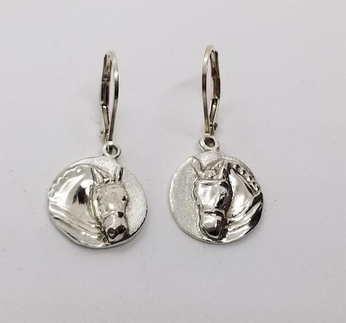Dressage Horse Round Lever Back Earrings - Tempi Design Studio