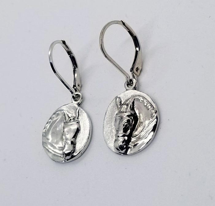 Dressage Horse Round Lever Back Earrings - Tempi Design Studio