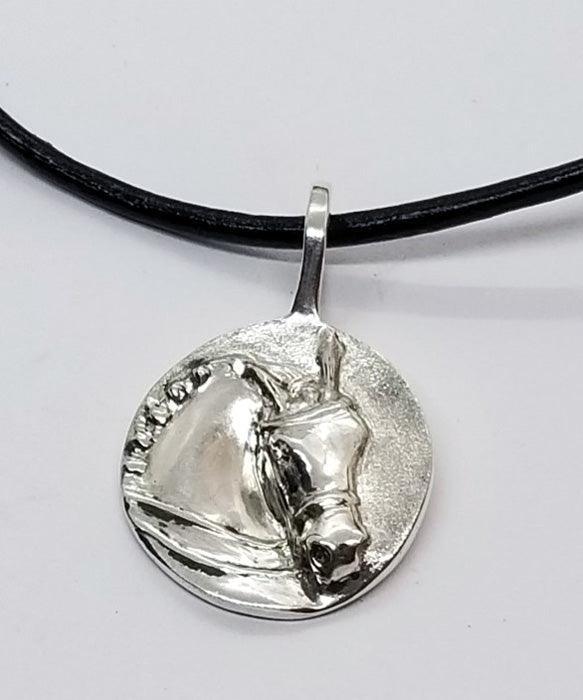 Dressage Horse Round Pendant Medium