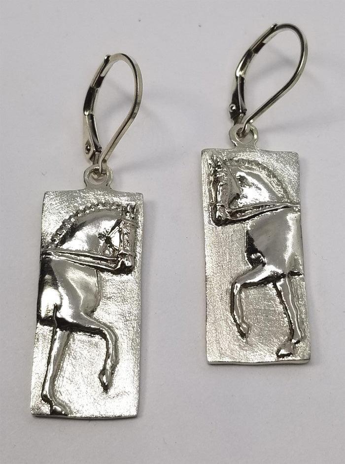 Dressage Horse Trot Lever Back Earrings Large