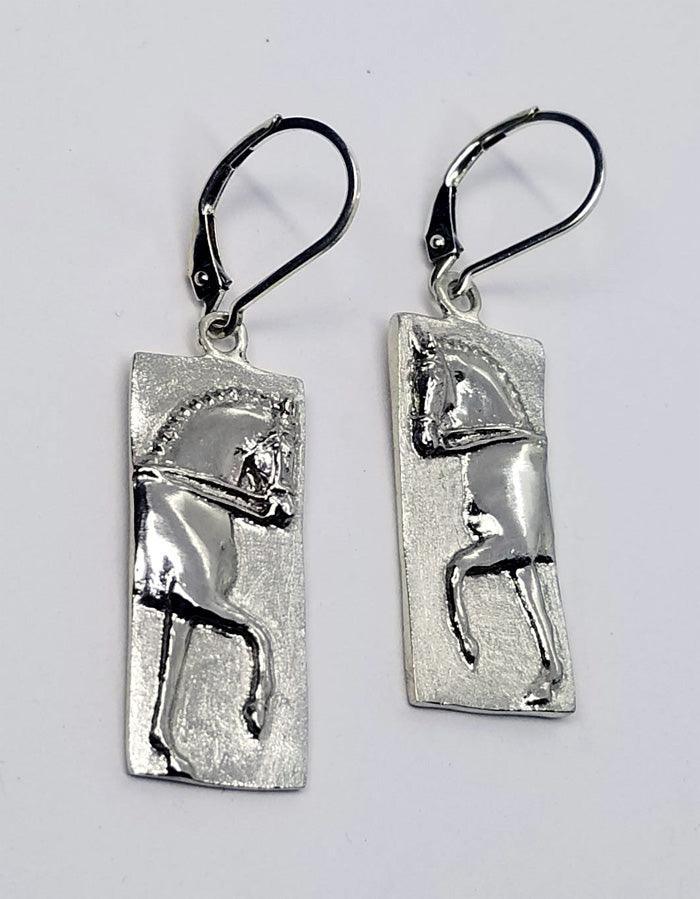 Dressage Horse Trot Lever Back Earrings Large - Tempi Design Studio