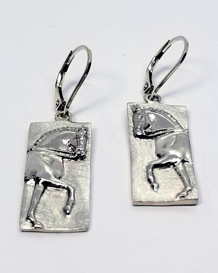 Dressage Horse Trot Lever Back Earrings Large - Tempi Design Studio