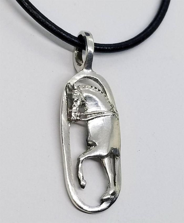 Dressage Horse Trot on Oval Large Pendant - Tempi Design Studio