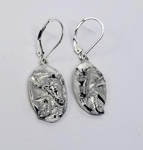 Fancy Hunter Jumper Oval Lever Back Earrings - Tempi Design Studio