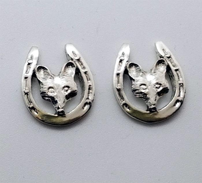 Fox Mask and Horseshoe Stud Earring