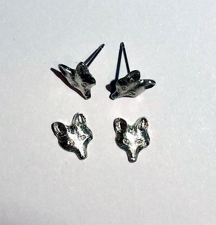 Fox Mask Face Petite Stud Earrings