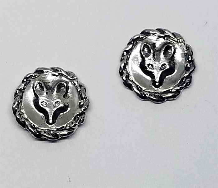 Fox Mask Stud Earrings with Rope Edge - Tempi Design Studio