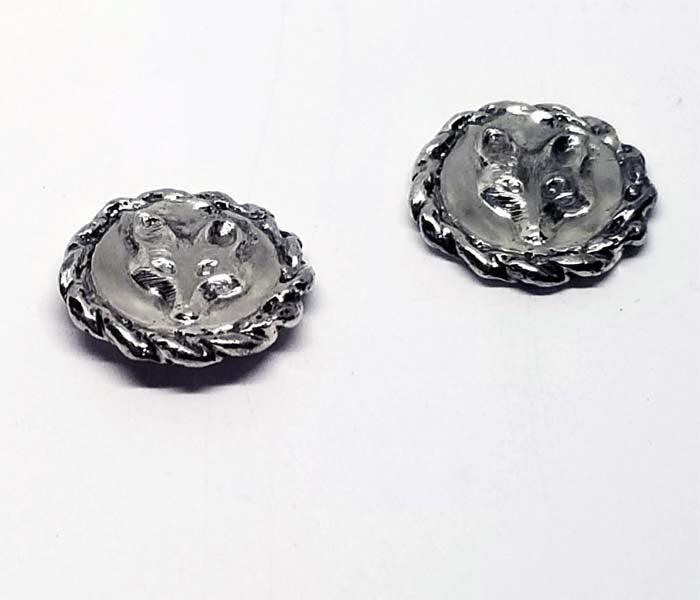 Fox Mask Stud Earrings with Rope Edge - Tempi Design Studio