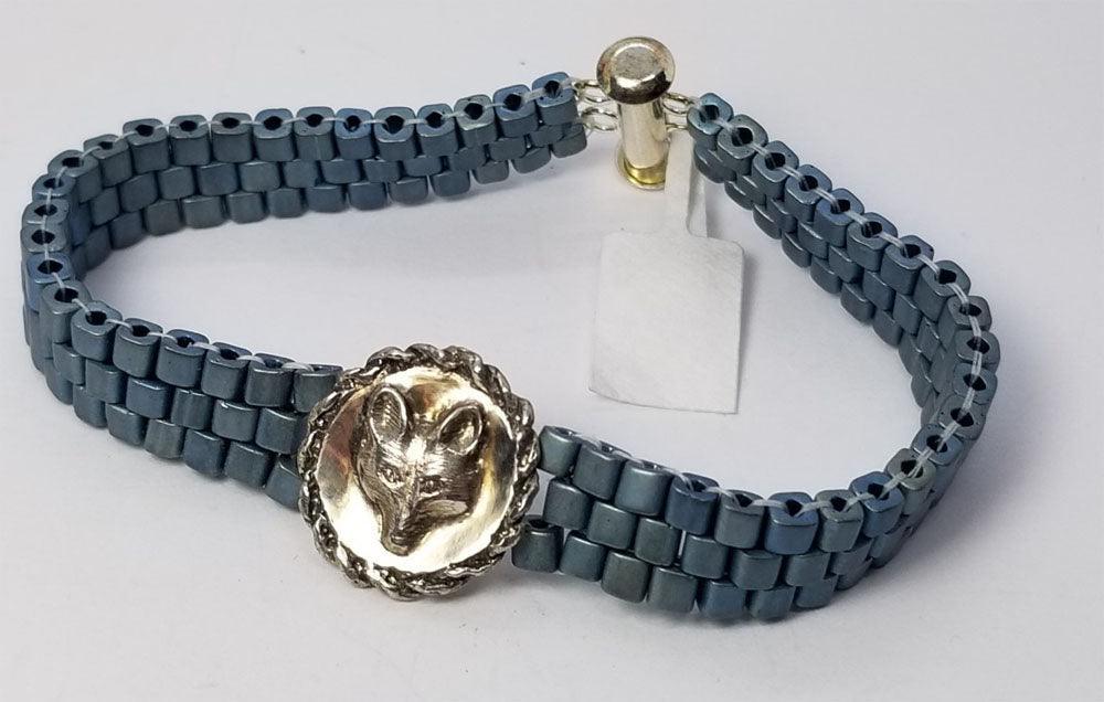 Fox Mask with Rope Edge on Woven Bead Bracelet