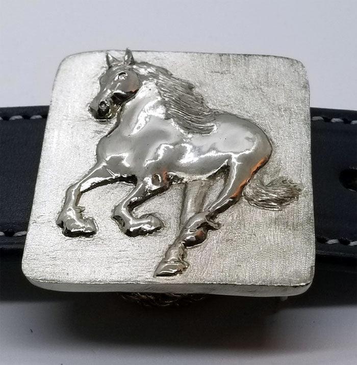 Friesian Horse Galloping Buckle - Tempi Design Studio