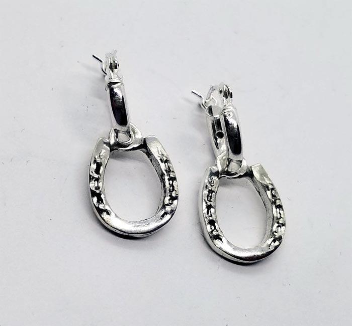 Horse Shoe Charm on Petite Hoop Earrings