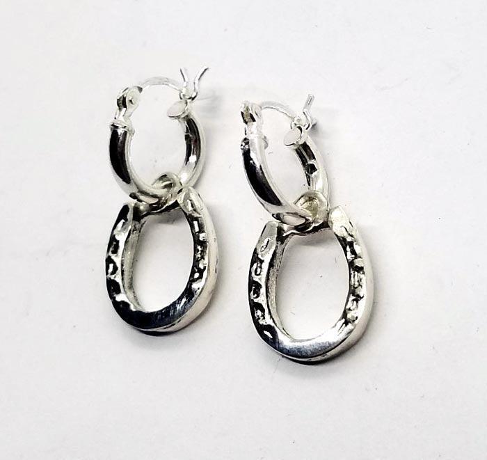 Horse Shoe Charm on Petite Hoop Earrings - Tempi Design Studio