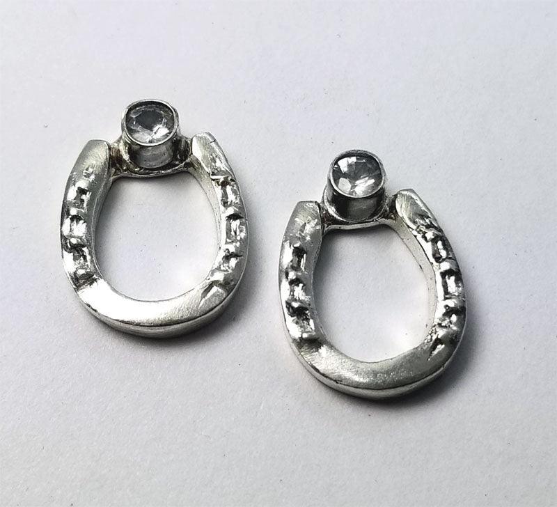 Horse Shoe Stud Earring with Bezel set Stones