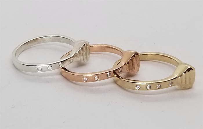 Horseshoe Nail Ring with White Sapphires - Tempi Design Studio