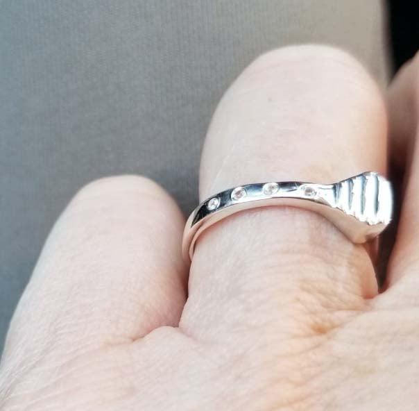 Horseshoe Nail Ring with White Sapphires - Tempi Design Studio
