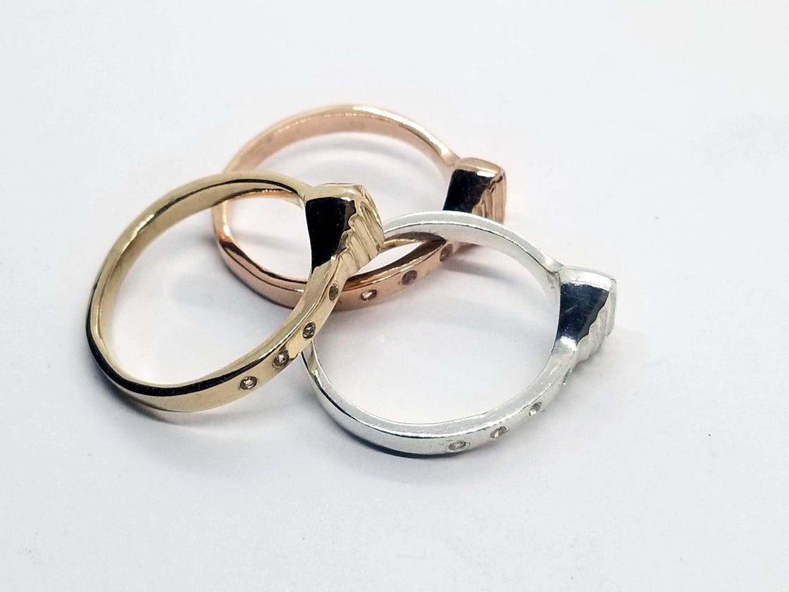 Horseshoe Nail Ring with White Sapphires - Tempi Design Studio