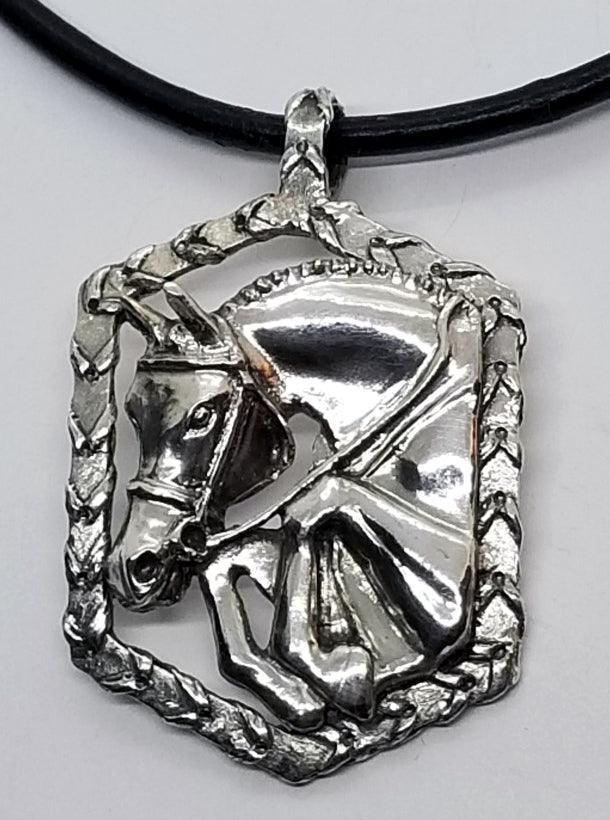 Jumper Horse on Plaited Reins Medallion Large - Tempi Design Studio