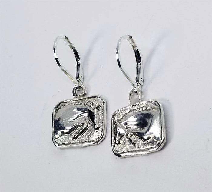 Jumper Horse Profile Lever Back Earrings - Tempi Design Studio