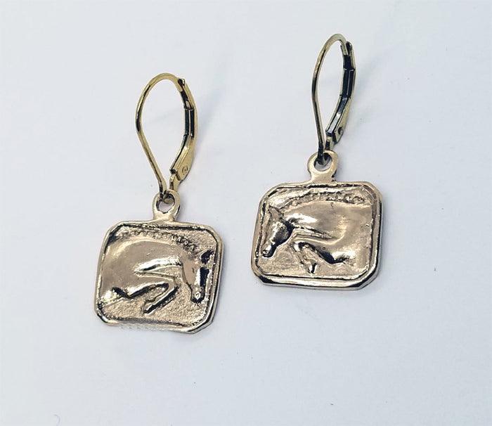 Jumper Horse Profile Lever Back Earrings - Tempi Design Studio