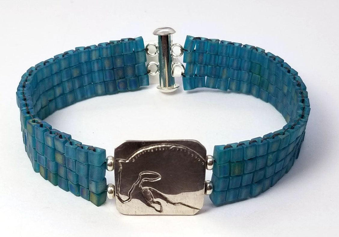 Jumper Outline Medium on Woven Bead Bracelet - Tempi Design Studio