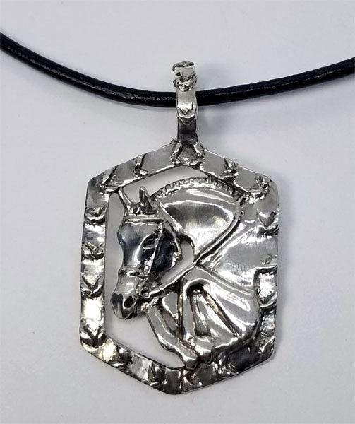 Jumping Horse on Plaited Reins Pendant Medium