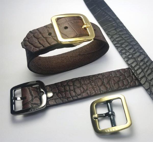 Leather Cuff - Crock Embossed with Buckle Closure