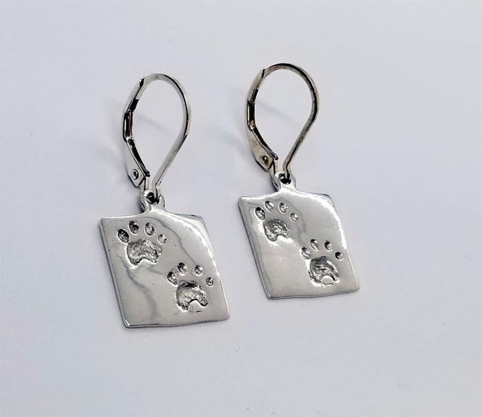 Paw Print Lever Back Earrings