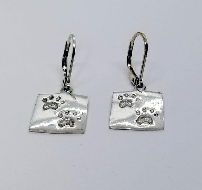 Paw Print Lever Back Earrings - Tempi Design Studio