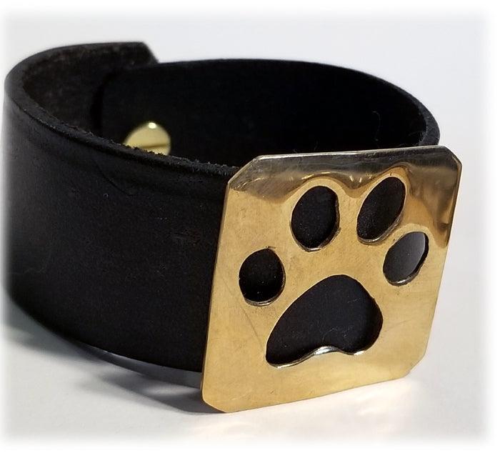 Paw Print Slide on Leather Cuff
